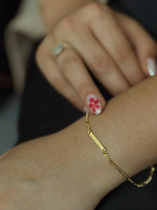 Gümüş Zincirli Plaka İsim Bileklik | 925 Gümüş