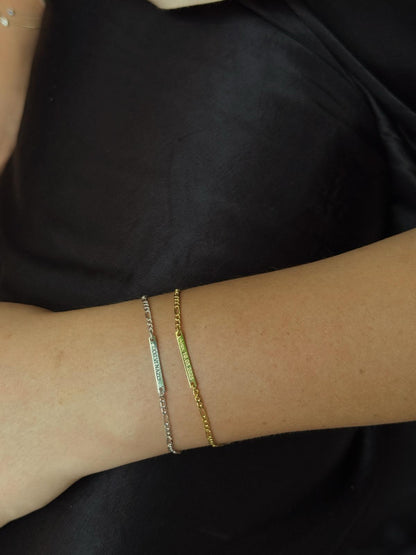 Gümüş Zincirli Plaka İsim Bileklik | 925 Gümüş