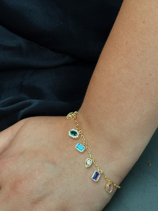 Renkli Taşlı Bileklik | 925 Gümüş