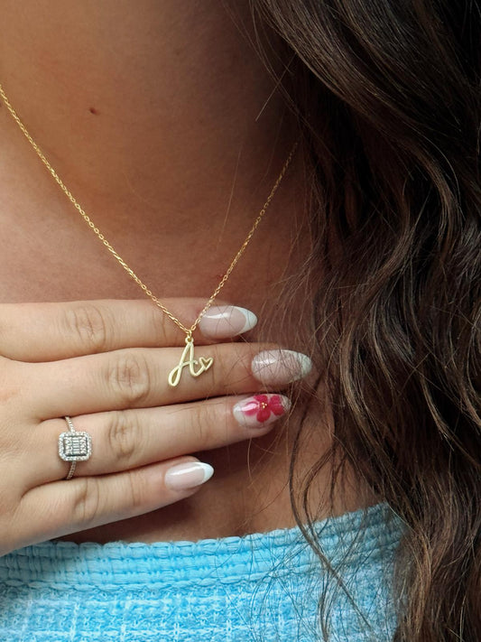 El Yazılı Harf Kolye | 925 Gümüş