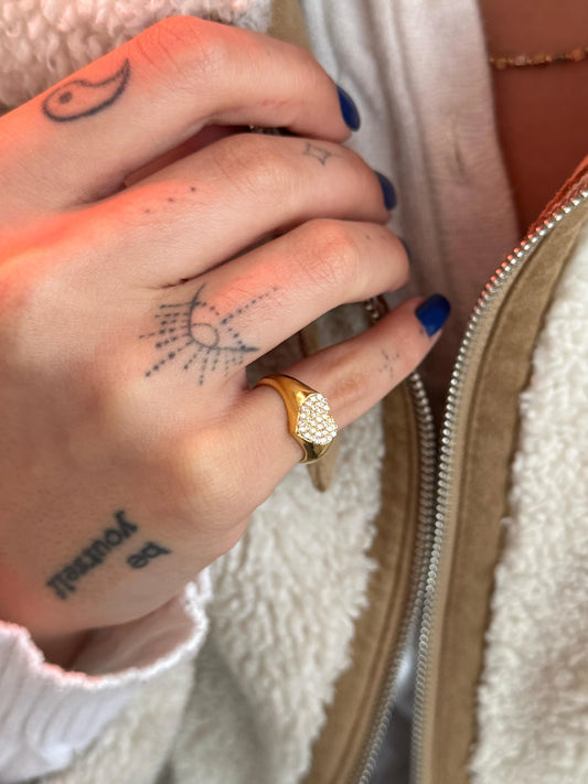 Taşlı Kalp Yüzük | 925 Gümüş