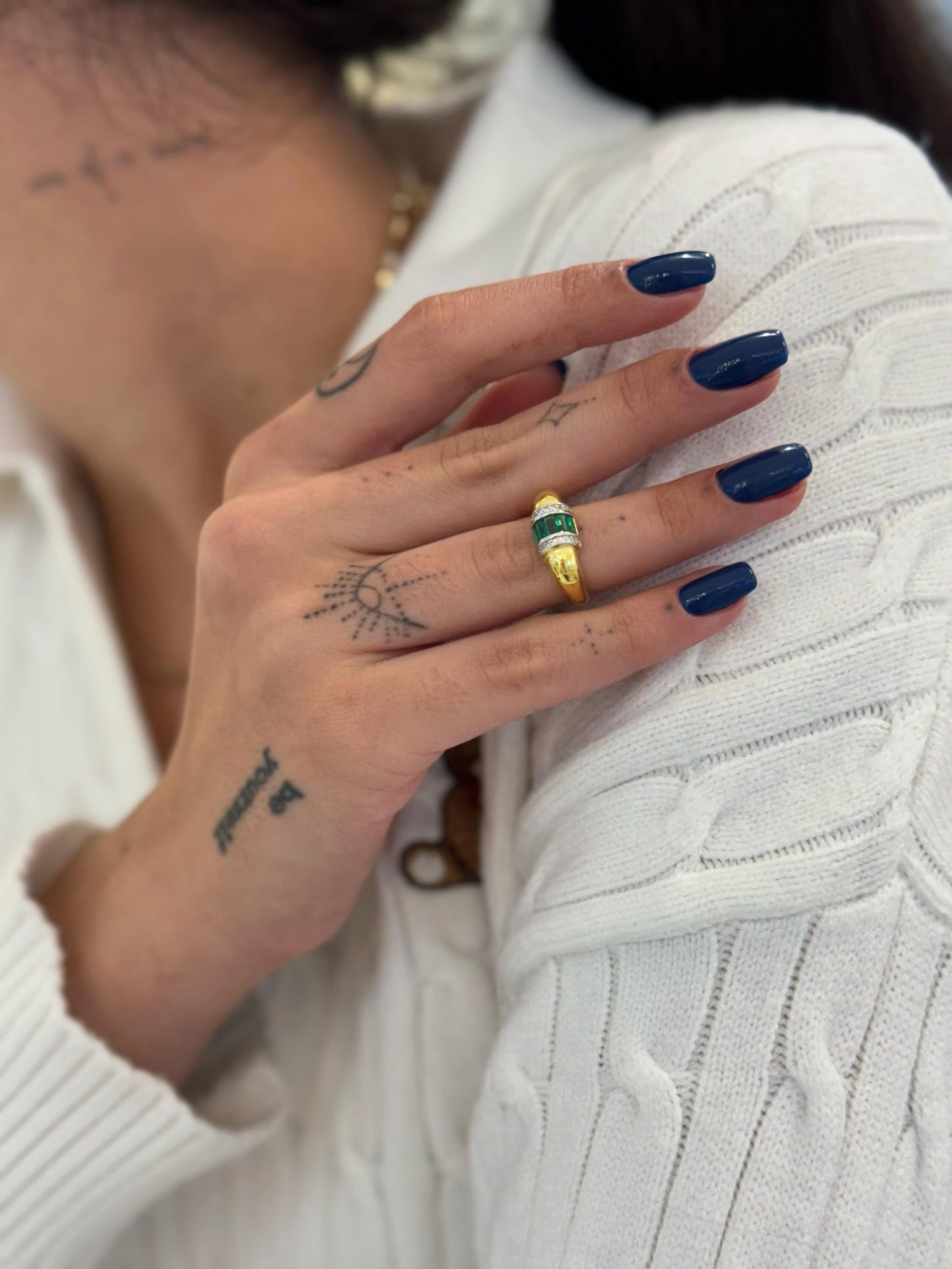 Zümrüt Taşlı Yüzük | 925 Gümüş