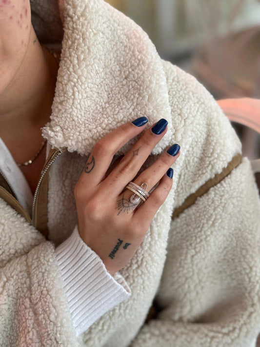 Üç Renkli İğne Yüzük | 925 Gümüş